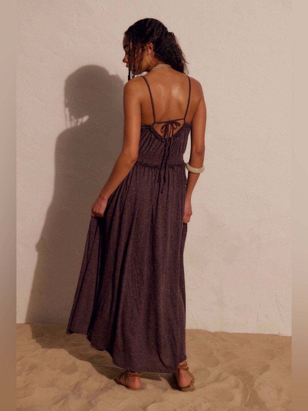 NWT 🔖Free People Marina Muse Maxi Dress fudge/Brown Boho Ruffle Tiered Flowy